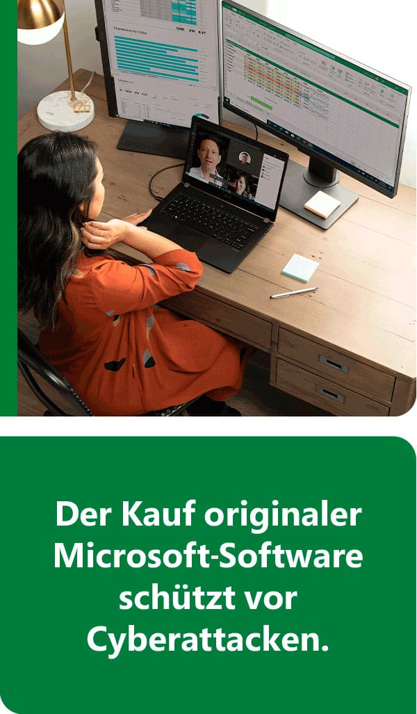 Der Kauf originaler Microsoft Software schützt vor Cyberattacken mit Text